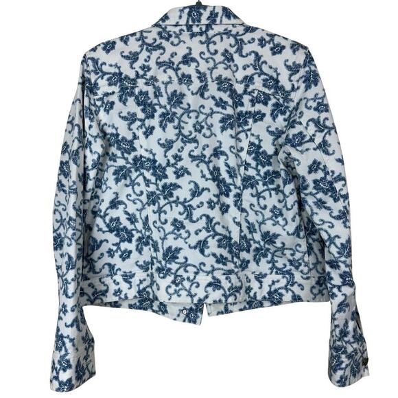 LRL Ralph Lauren Coquette Preppy Coastal Floral Denim Jacket Cropped Chic M - Picture 2 of 8
